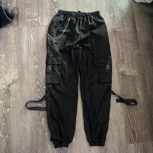 Black Cargo pants w/ Chain